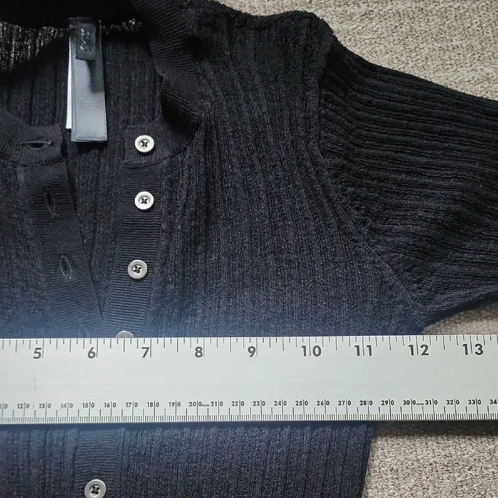 SKIMS Black Ribbed Long Sleeve Henley Top - Picture 13 of 14